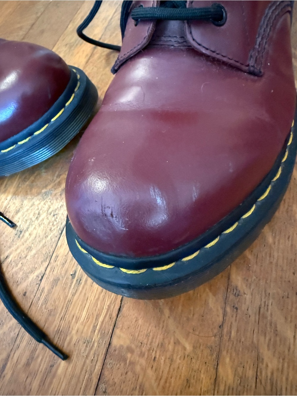 Dr. Martens Women’s Cherry Red Leather Lace-Up Boots - Picture 3 of 6